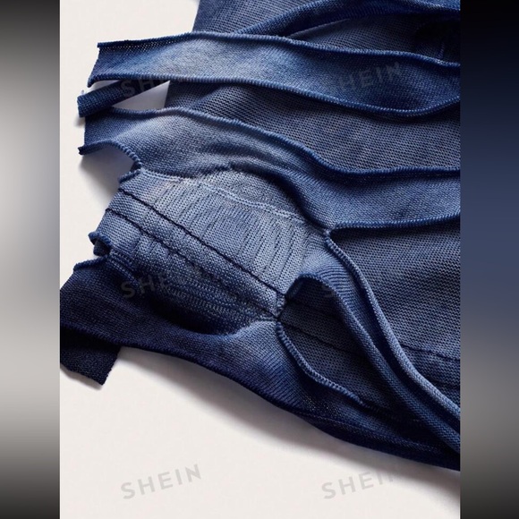 Tie-Dye Distressed Stand Collar Vest And Skirt Two Piece Set - Picture 6 of 9